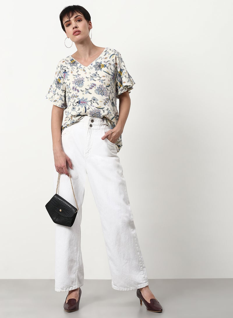 ABOF Floral Printed Regular Fit Woven Top Multicolour  - Image 3