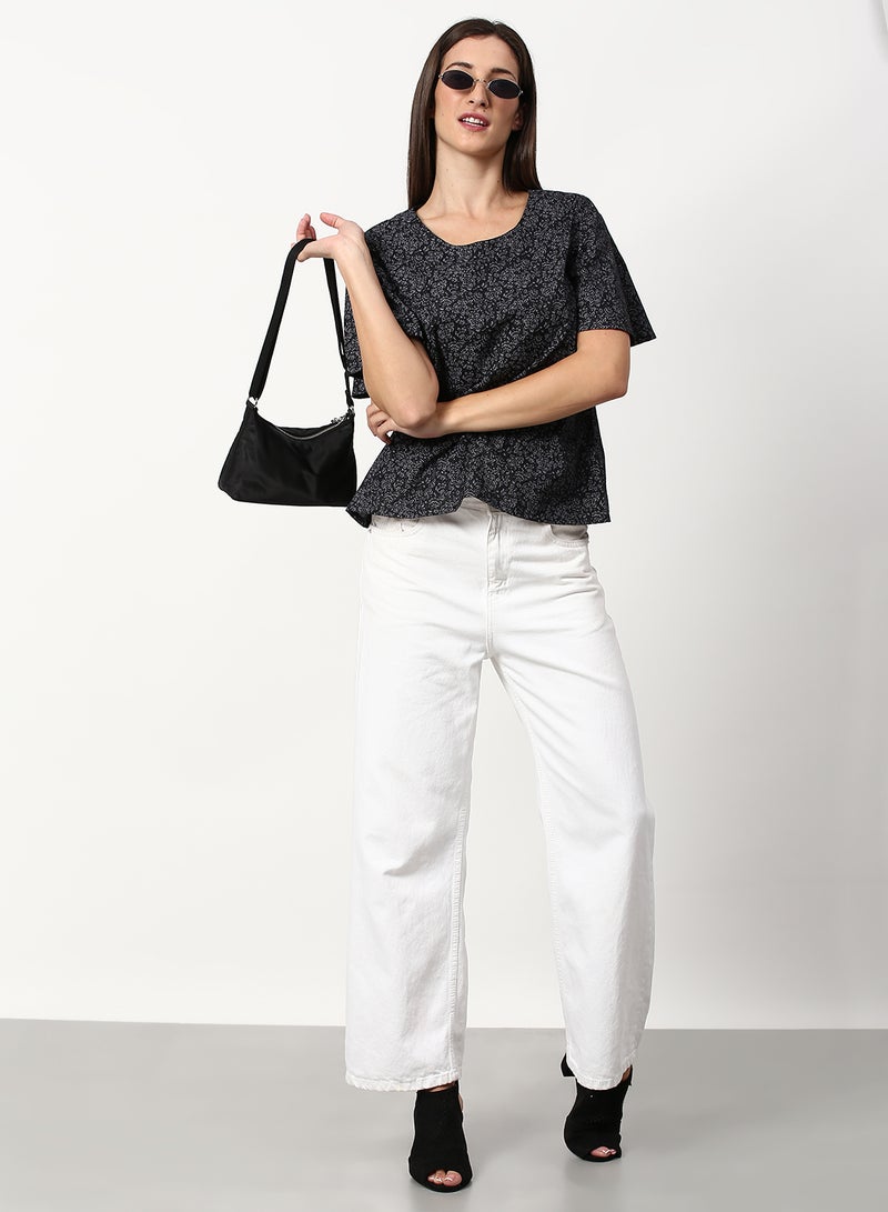 ABOF Printed Loose Fit Casual Woven Top Multicolour  - Image 3