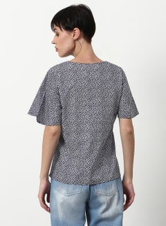 ABOF Printed Regular Fit Woven Top Blue Multicolor  - Image 2