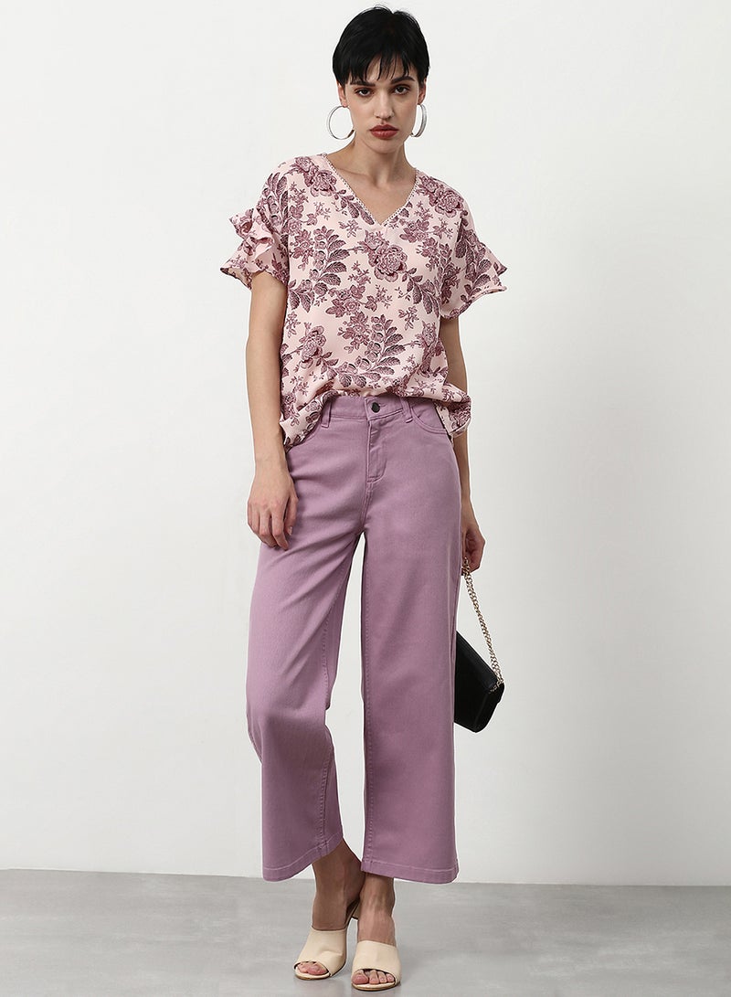 ABOF Floral Printed Casual Woven Top Pink  - Image 4