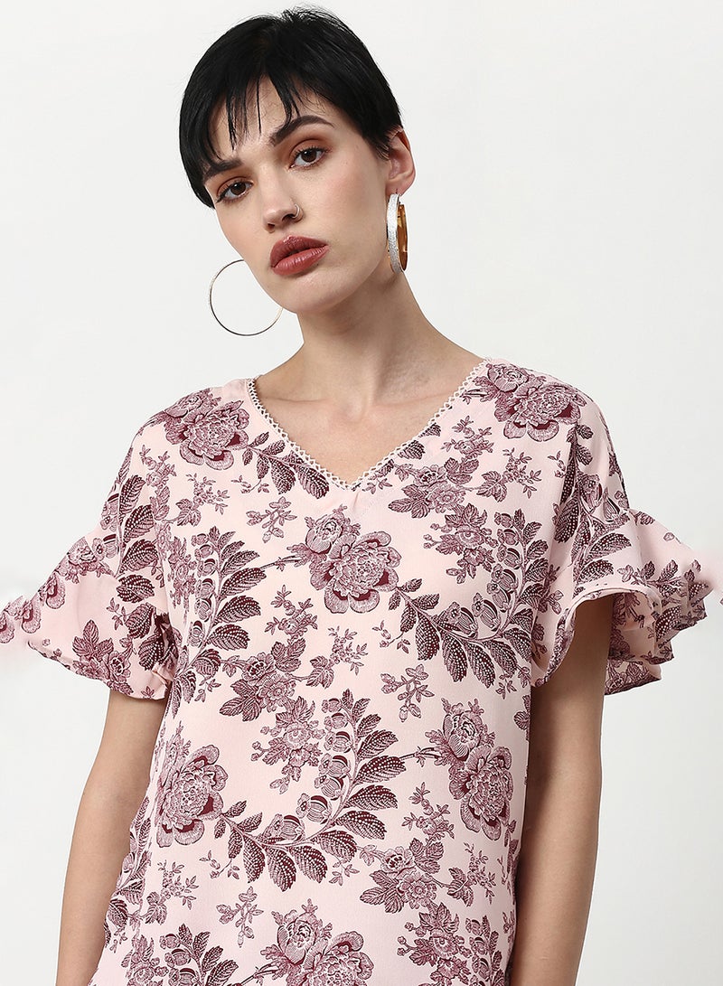 ABOF Floral Printed Casual Woven Top Pink  - Image 5