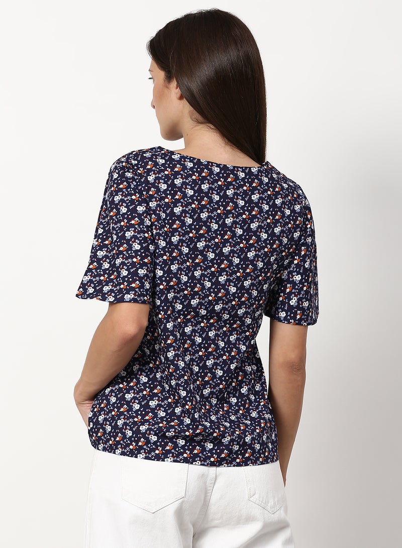 ABOF Casual Woven Top Blue Multicolor  - Image 2