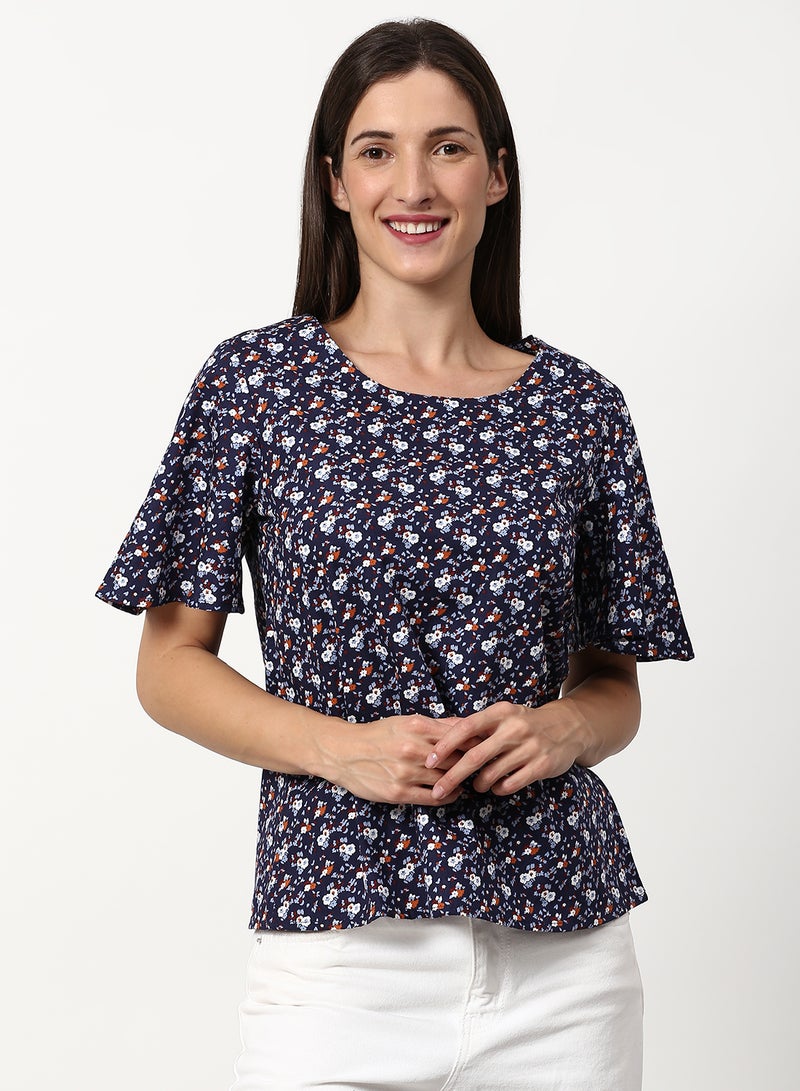 ABOF Casual Woven Top Blue Multicolor  - Image 1