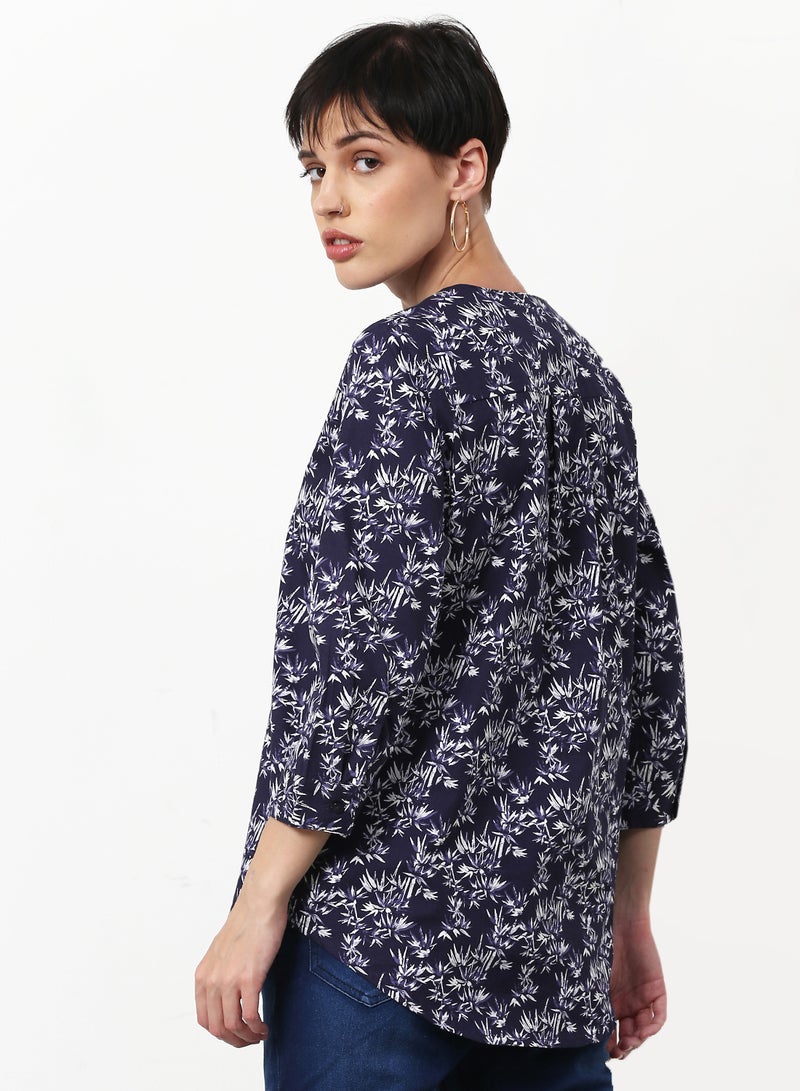 ABOF Casual Woven Top Navy - Image 2