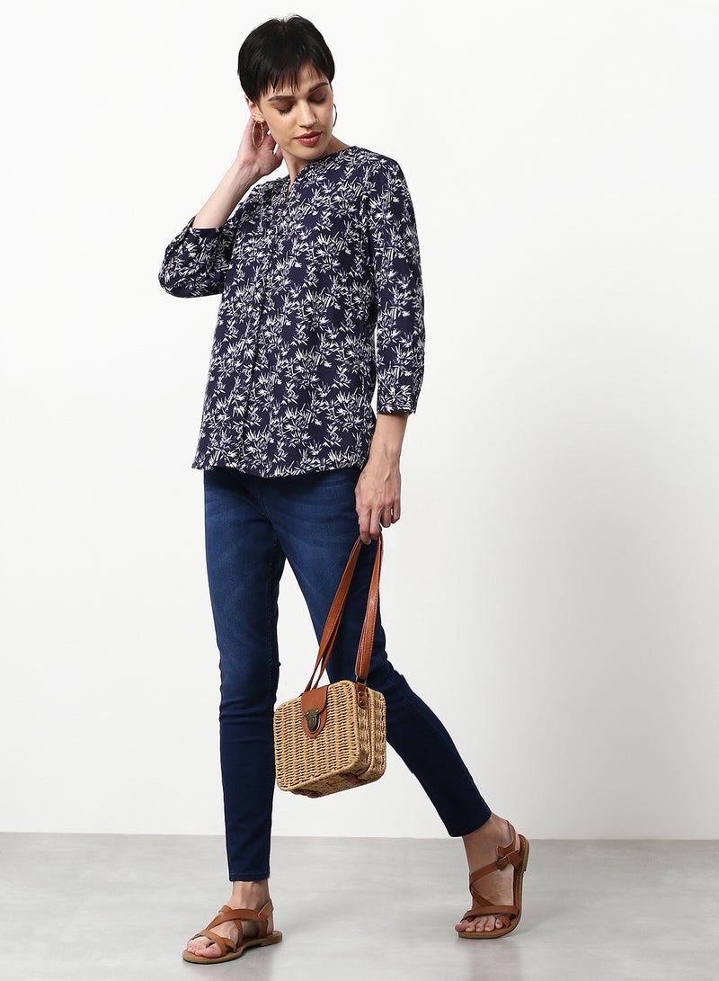 ABOF Casual Woven Top Navy - Image 4