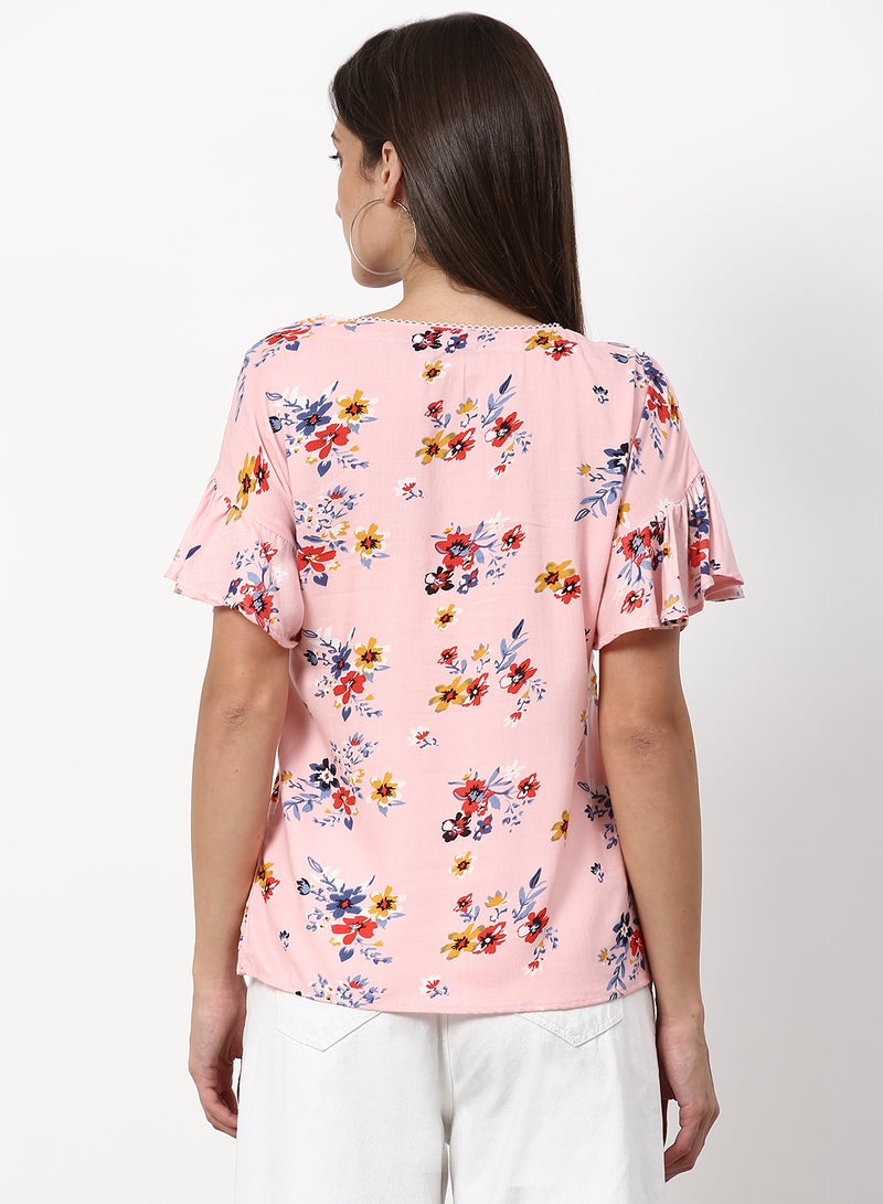 ABOF Casual Woven Top Pink Multicolor  - Image 2