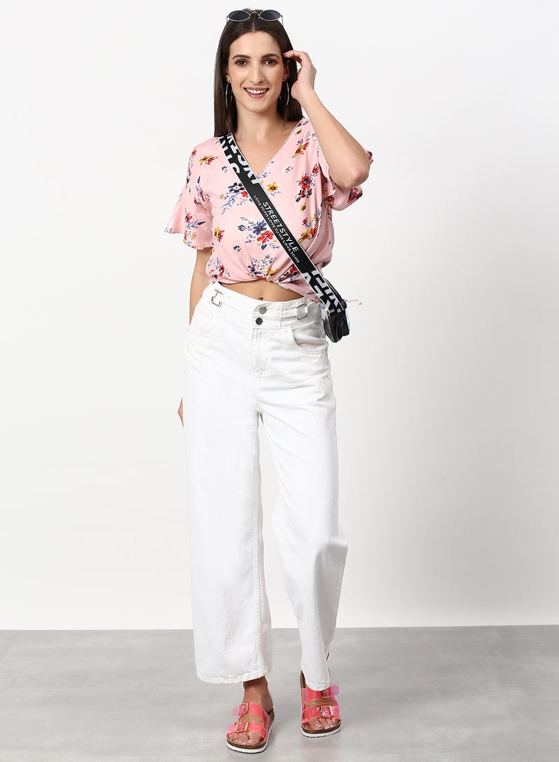 ABOF Casual Woven Top Pink Multicolor  - Image 4