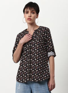 Casual Woven Top Brown Multicolor