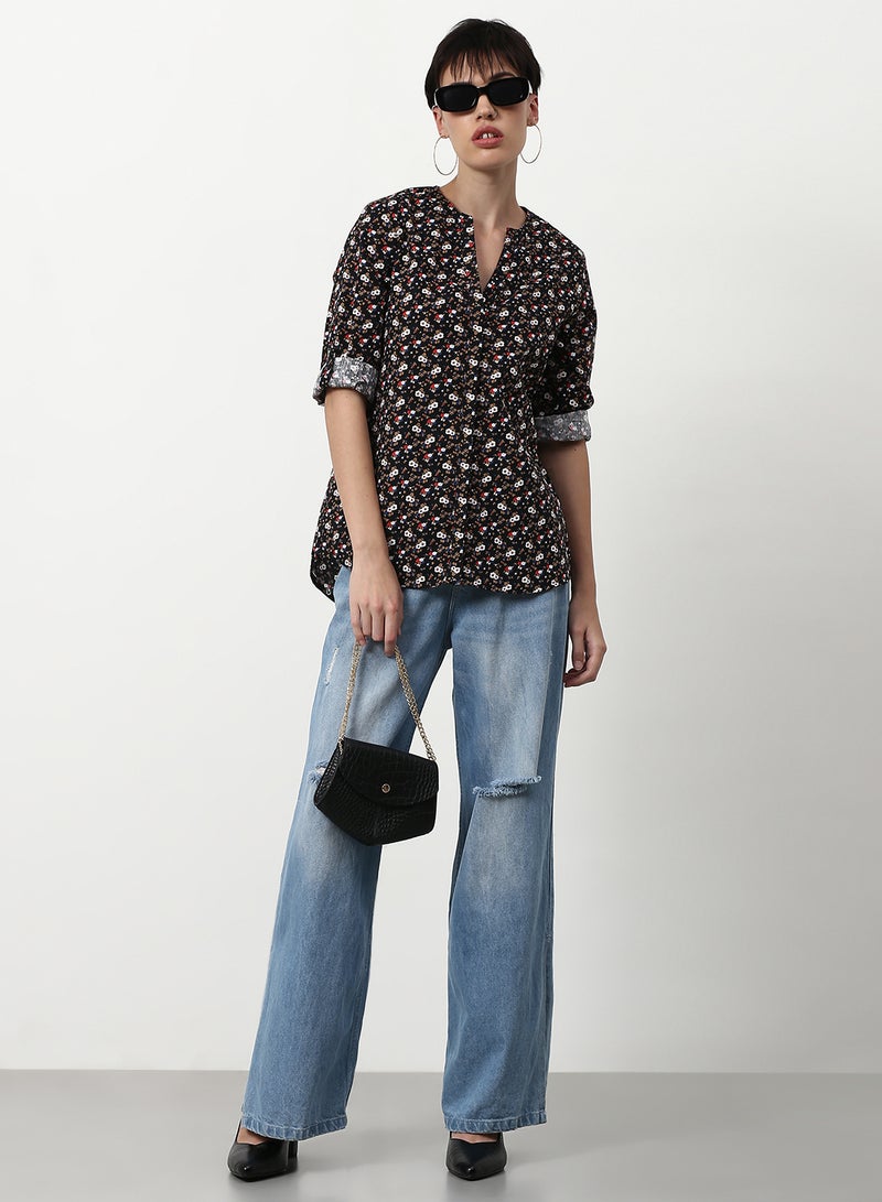 ABOF - Casual Woven Top Brown Multicolor - Image 1