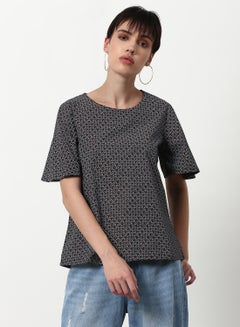 ABOF Casual Woven Top Black Multicolor  - Image 1