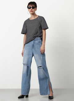 ABOF Casual Woven Top Black Multicolor  - Image 3