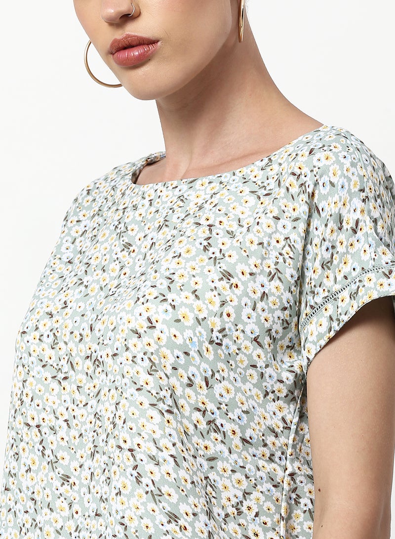ABOF Floral Printed Casual Woven Top Light Blue - Image 4