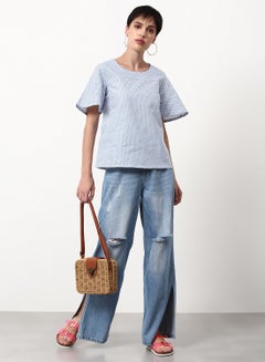 ABOF Printed Regular Fit Woven Top Grey  - Image 3