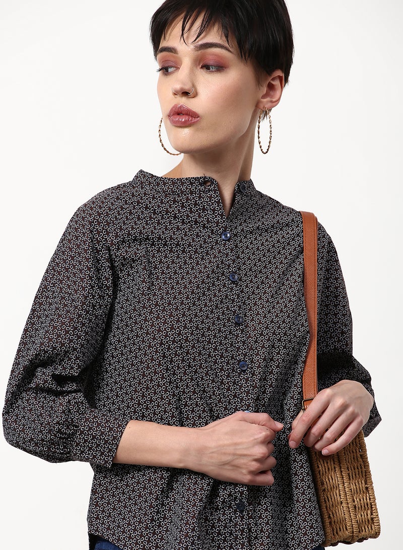 ABOF Printed Regular Fit Woven Top Multicolour - Image 4