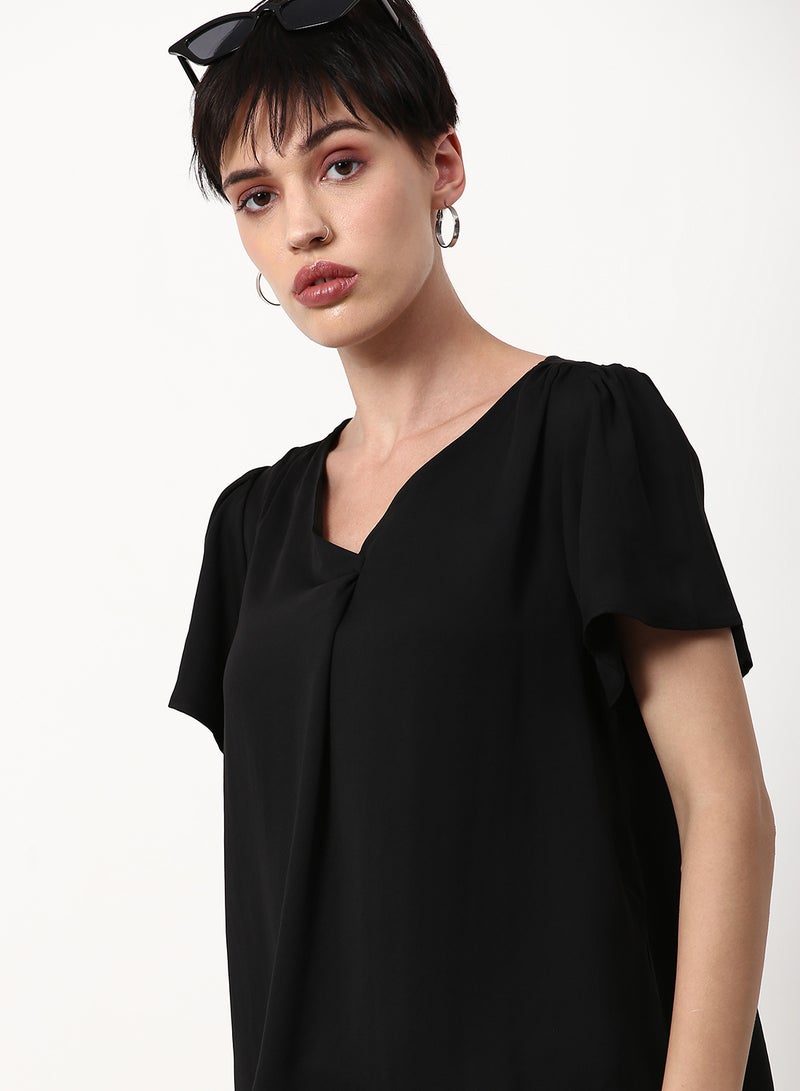 ABOF Regular Fit Woven Top Black  - Image 4