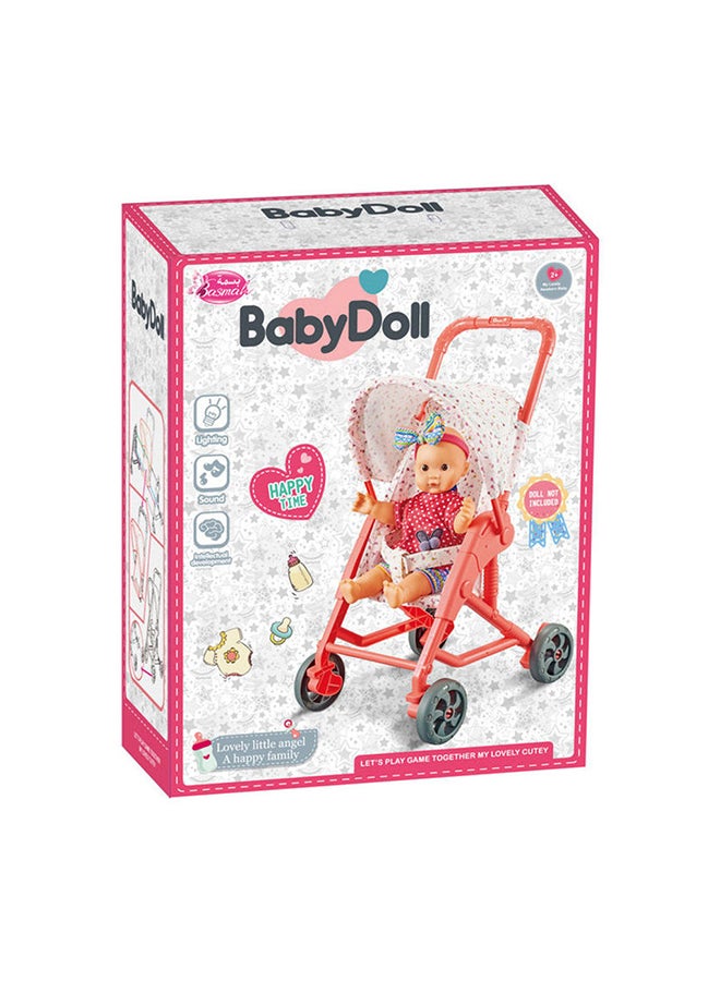 Basmah Baby Doll Stroller Rubber Wheels For Long Lasting Durability, Lightweight And Foldable 36x22x46cm - Image 1