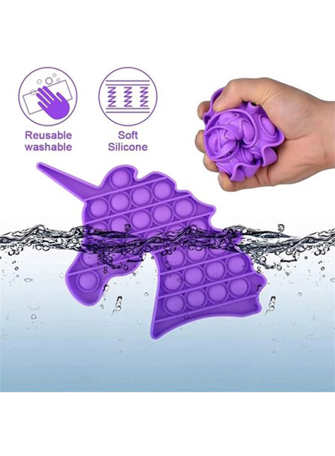 XiuWoo Unicorn Shaped Stress Relieve Silicone Push Pop Bubble Sensory Fidget Squishy Toy 16.5x1.5x17.5cm - Image 4