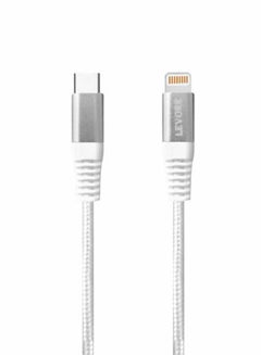1M Nylon Braided USB C to Lightning Cable White