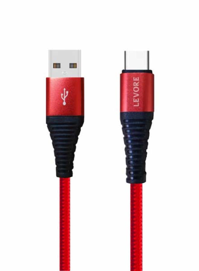 ليفور كابل مضفر من النايلون UAB A إلى USB C، بطول 1 متر. أحمر 