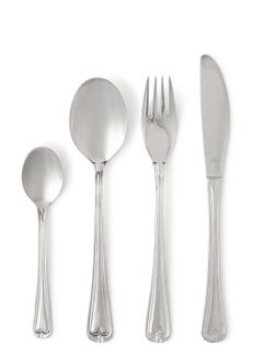 16 Pc Set 16 Piece Cutlery Set - Made Of Stainless Steel - Silverware Flatware - Spoons And Forks Set, Spoon Set - Table Spoons, Tea Spoons, Forks, Knives - Serves 4 - Design Silver Classic Silver Classic