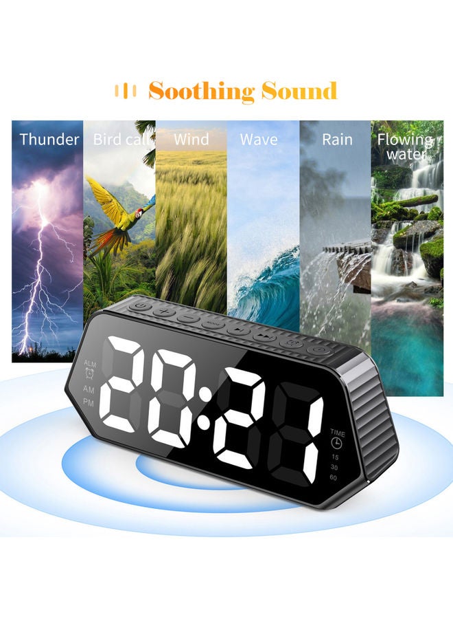 Digital Alarm Clock White Noise Machine 6 Soothing Sounds For Sleeping Auto-Off Timer LED Display Black 23.2 x 5.5 x 9.3cm - Image 3