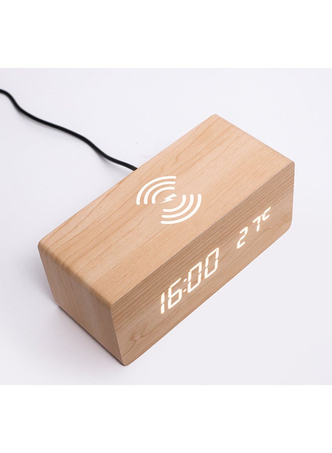Digital Wooden Alarm Clock Brown 18.5x8.5x8.7cm - Image 3