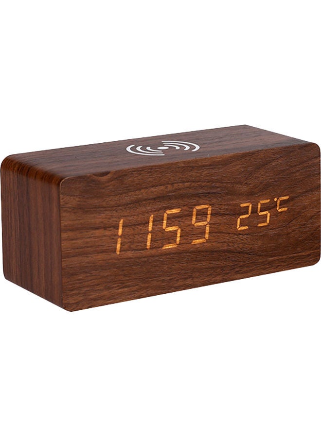Digital Wooden Alarm Clock Brown 18.5x8.5x8.7cm - Image 1