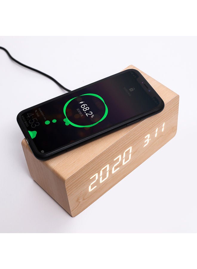 Digital Wooden Alarm Clock Brown 18.5x8.5x8.7cm - Image 2