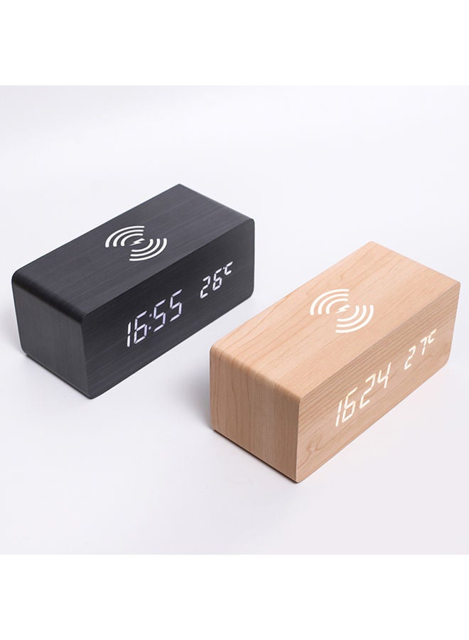 Digital Wooden Alarm Clock Brown 18.5x8.5x8.7cm - Image 4