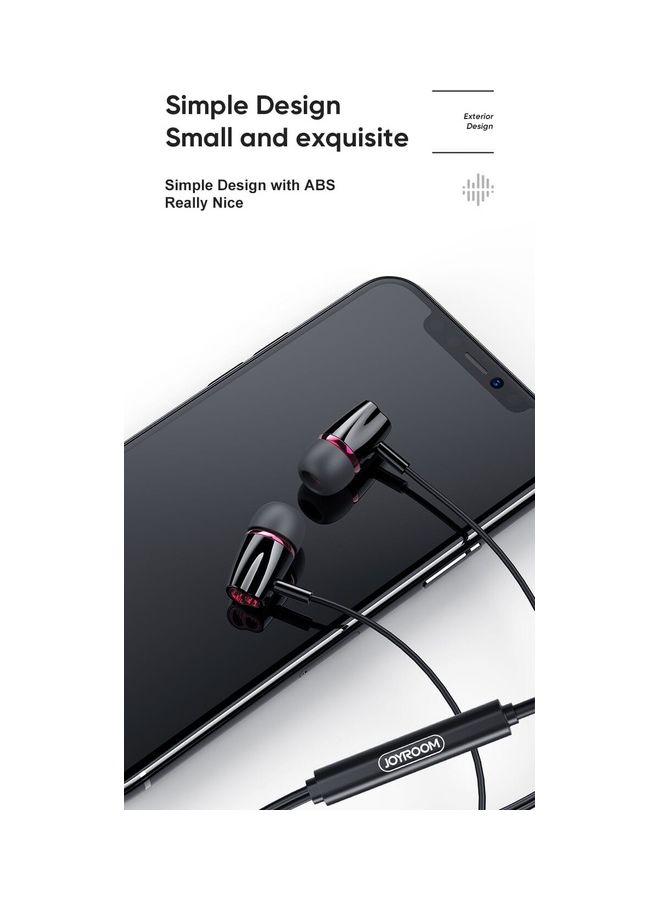 JOYROOM - JR-EL114  In-Ear Wired Control Earphone Black - Image 1