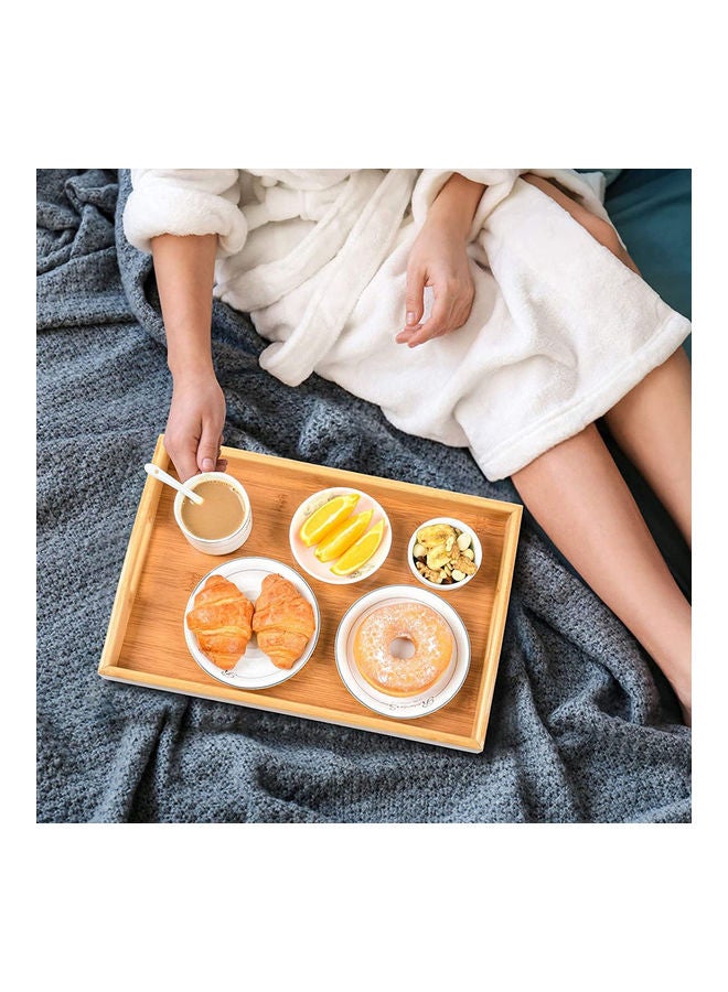 3-Piece Bamboo Serving Tray Set Brown 45cm  - Image 4