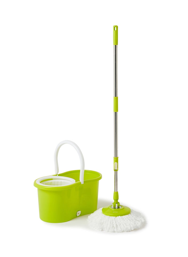 Amal Floor Cleaning Quick Spin Mop With Bucket Green/White 45.5x25.5x22cm Green/White 22x45.5x25.5cm - Image 1
