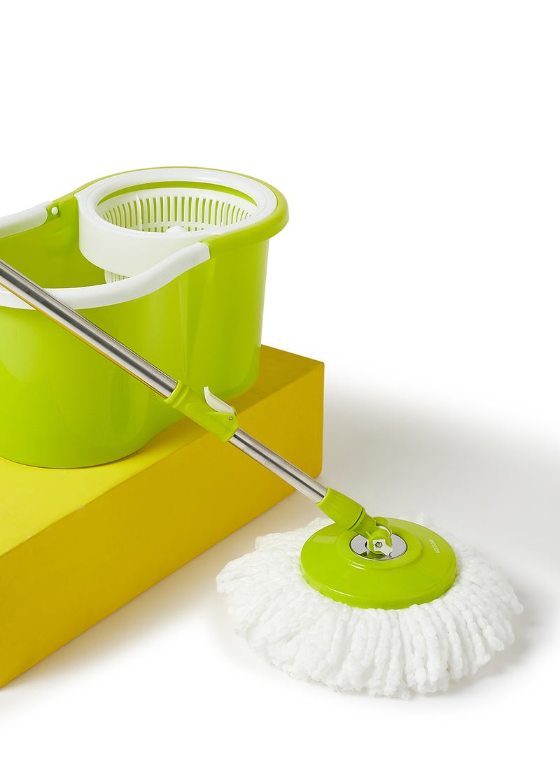 Amal Floor Cleaning Quick Spin Mop With Bucket Green/White 45.5x25.5x22cm Green/White 22x45.5x25.5cm - Image 2