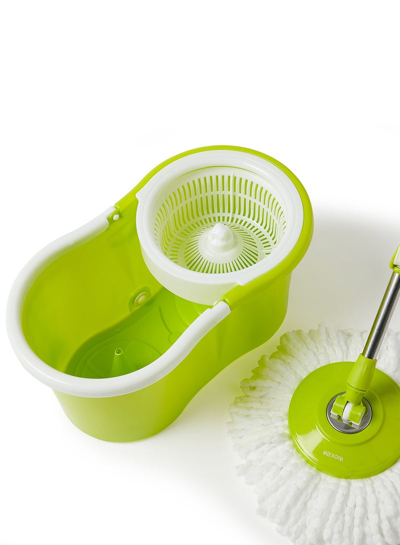 Amal Floor Cleaning Quick Spin Mop With Bucket Green/White 45.5x25.5x22cm Green/White 22x45.5x25.5cm - Image 3