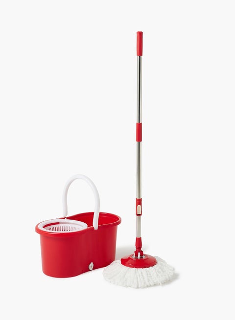 Floor Cleaning Quick Spin Mop With Bucket Red/White