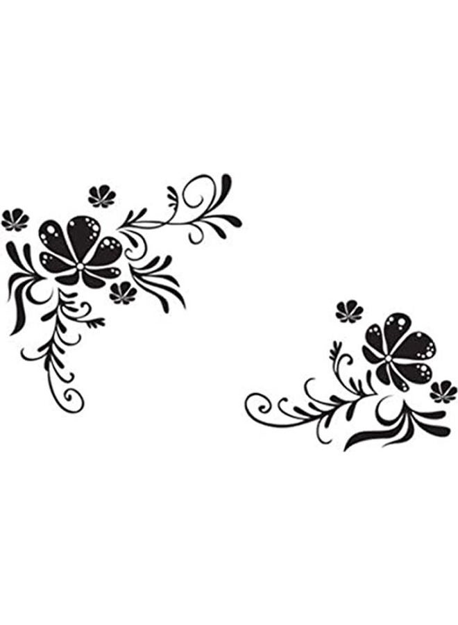 Removable Flowers And Flower Vines Wall Decals Black 60x90cm