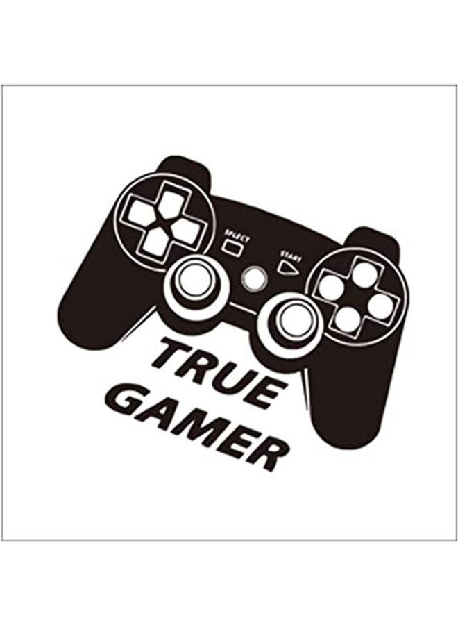ملصق جداري قابل للإزالة وبتصميم ذراع تحكم بطابع أوروبي ومطبوع عليه عبارة "True Game" ويمكن استخدامه كورق حائط لديكور غرف المعيشة والنوم الخاصة بالأطفال أسود 60x90سم