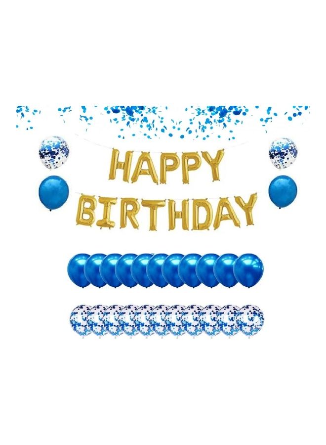 بالونات قصاصات معدنية ذهبية بعبارة Happy Birthday مكونة من 37 قطعة - Image 1