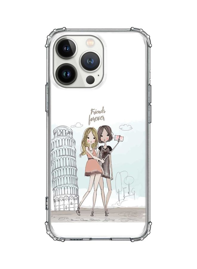 ستايلايزد غطاء حماية كلاسيكي لهاتف أبل آيفون 13 برو طبعة عبارة "Forever Friends" - Image 1