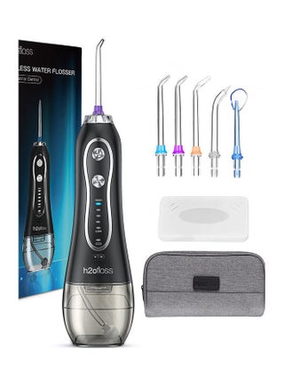 Water Flosser For Teeth Cordless Portable Oral Irrigator Flosser 5 Cleaning Modes And 6 Jet Tips, Ipx7 Waterproof - Black 300ml - v1637396355/N51929403A_1