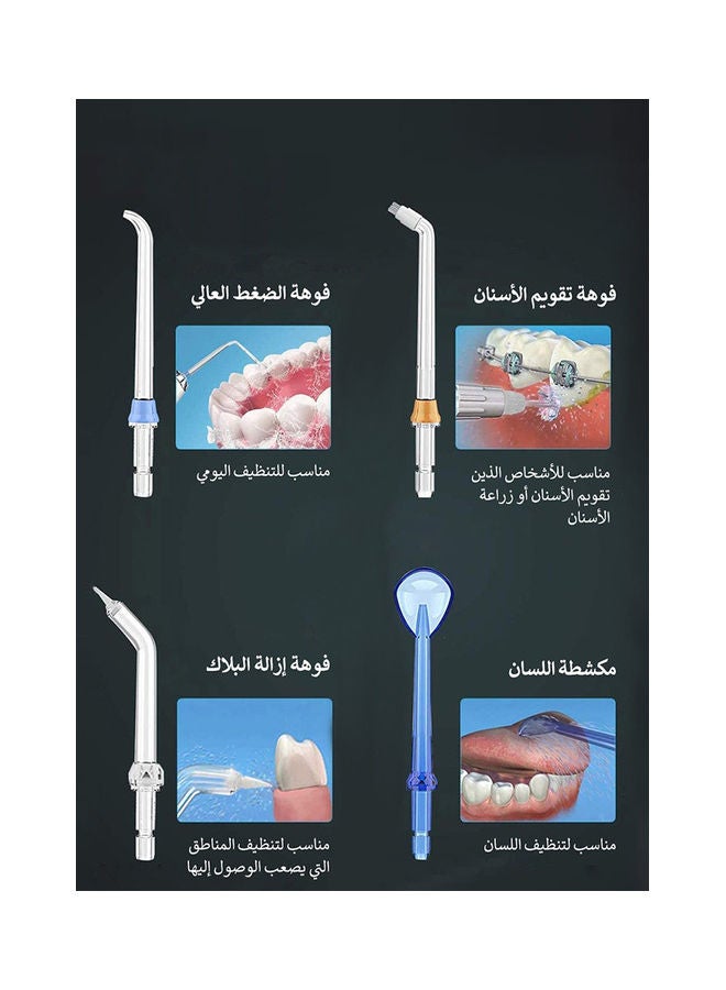 إتش تو أو فلوس - جهاز تنظيف أسنان مائي محمول يتميز بـ 5 أوضاع، لون أسود/شفاف أسود 300ملليلتر - Image 1