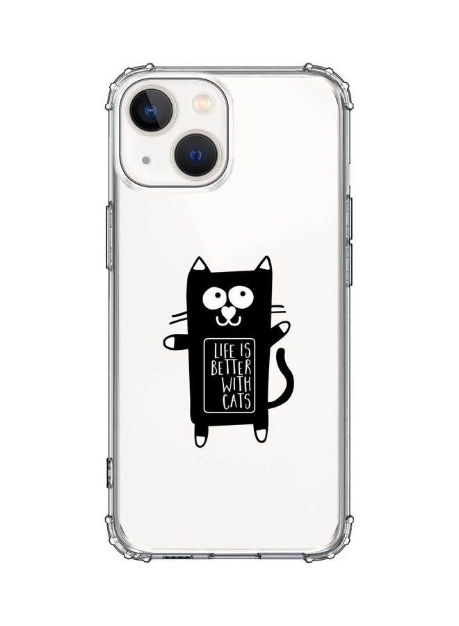 Stylizedd Classic Clear Case For Apple iPhone 13 Mini Life Is Better With Cats - Image 1