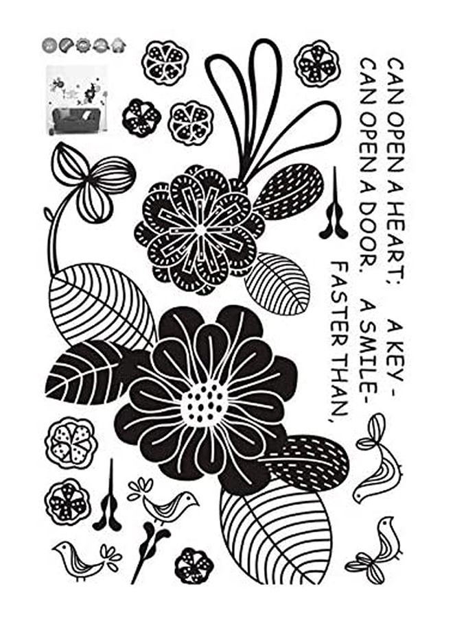 Flower  Handmade  Premium Quality  Waterproof Vinyl Decal Stickers For Laptop Phone Helmet Car Window Bumper Mug Tuber Cup Door Wall Decoration Black 60x90cm