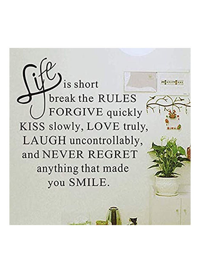 Life Is Short Bedroom Living Room Wall Decor Art Quotes Stickers Home Decoration Decals Removable Vinyl Diy Decorative Mural Wallpapersq Black 30x90cm 