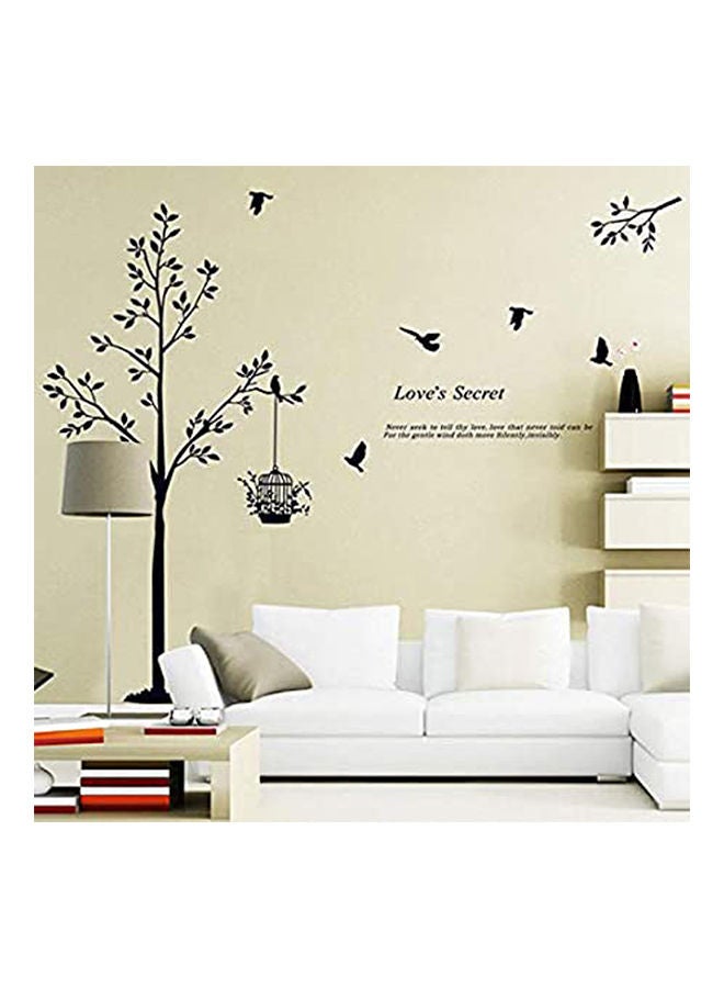 Black Tree Bird Cage Bedroom Sofa Tv Living Room Removable Wall Sticker Multicolour 150x165cm