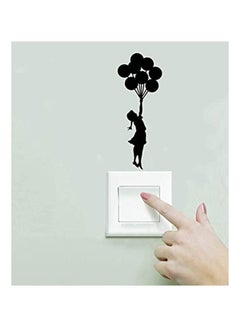 Qings Switch Sticker - Girl Holding Balloon Home Decor Waterproof Decoration Wall Sticker Black 10X10cm 