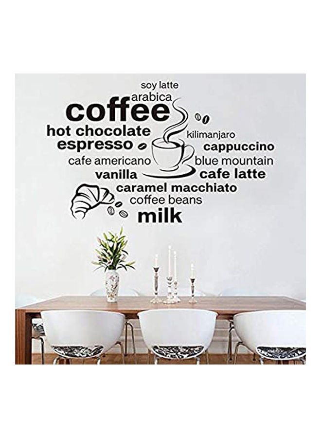 ملصقات جدارية بتصميم كلمة "Coffee" باللغة الإنجليزية قابلة للإزالة، ورق حائط يمكن لصقة بنفسك لتزيين المنزل أسود 90X60سم