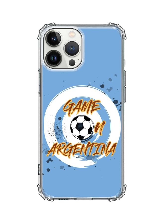 ستايلايزد غطاء حماية كلاسيكي لهاتف أبل آيفون 13 برو ماكس مزين بعبارة "Game On Argentina" - Image 1