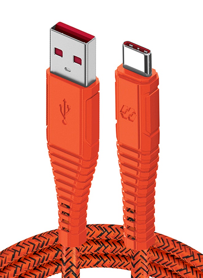 Moxedo Velox Nylon USB-A To USB-C Fast Charge & Data Sync Braided Cable 2m Orange - Image 1