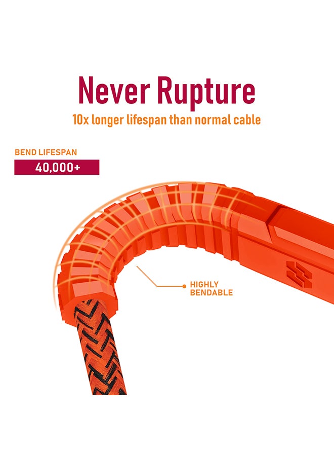 Moxedo Velox Nylon USB-A To USB-C Fast Charge & Data Sync Braided Cable 2m Orange - Image 3